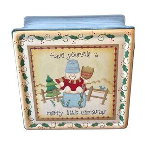 Illuminated Frosted Glass Block Night Light With Snowman Lid Design - "Have Your